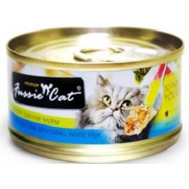 Fussie Cat - 黑鑽 - 吞拿魚+白魚 - 80g x 1箱 (24罐)